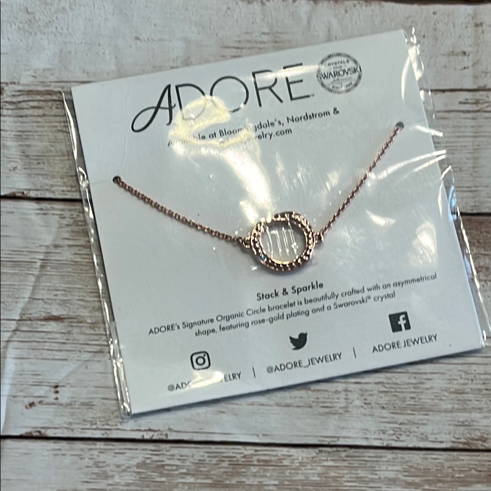 NWT Adore Rose Gold Circle Bracelet Crystals from Swarovski